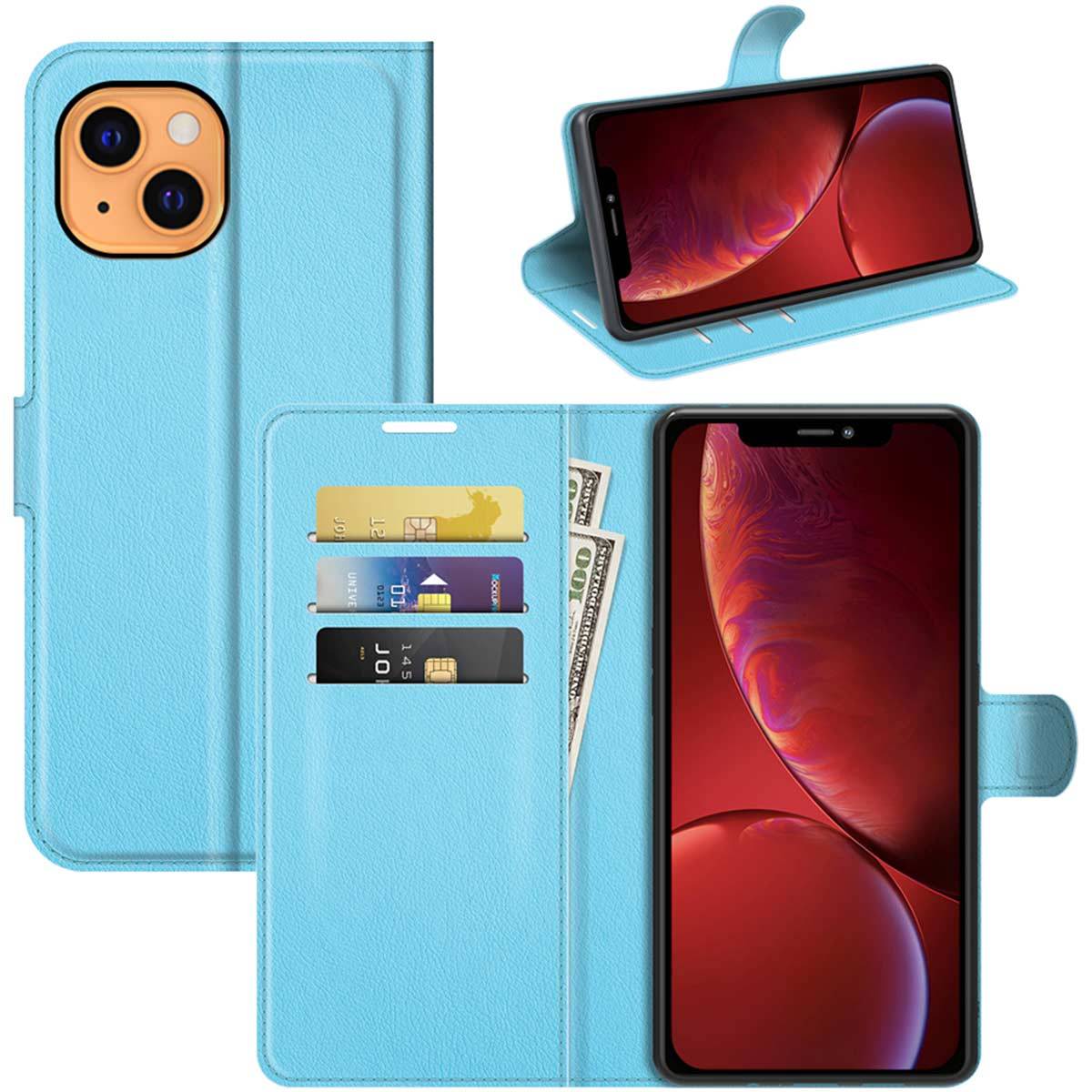 Für Apple iPhone 13 Handy Tasche Wallet Premium Blau Schutz Hülle Case Cover Etuis Neu Zubehör