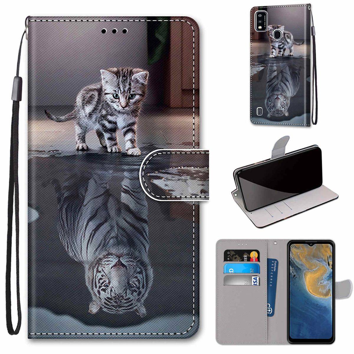Für ZTE Blade A51 Kunstleder Handy Tasche Book Motiv 4 Schutz Hülle Case Cover Etui Neu