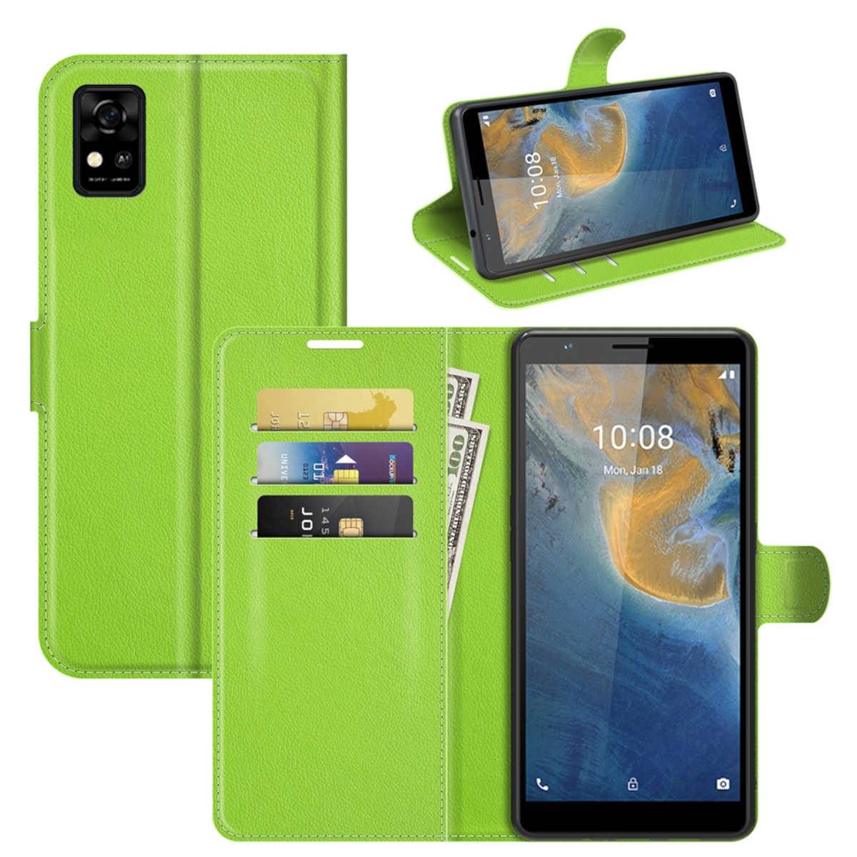 Für ZTE Blade A31 Handy Tasche Wallet Premium Grün Schutz Hülle Case Cover Etuis Neu Zubehör