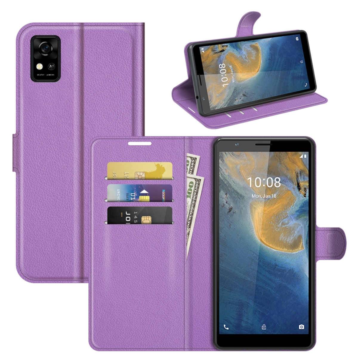 Für ZTE Blade A31 Handy Tasche Wallet Premium Lila Schutz Hülle Case Cover Etuis Neu Zubehör