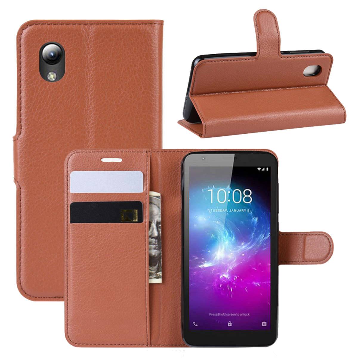 Für ZTE Blade A31 Lite Handy Tasche Wallet Premium Braun Schutz Hülle Case Cover Etuis Neu Zubehör