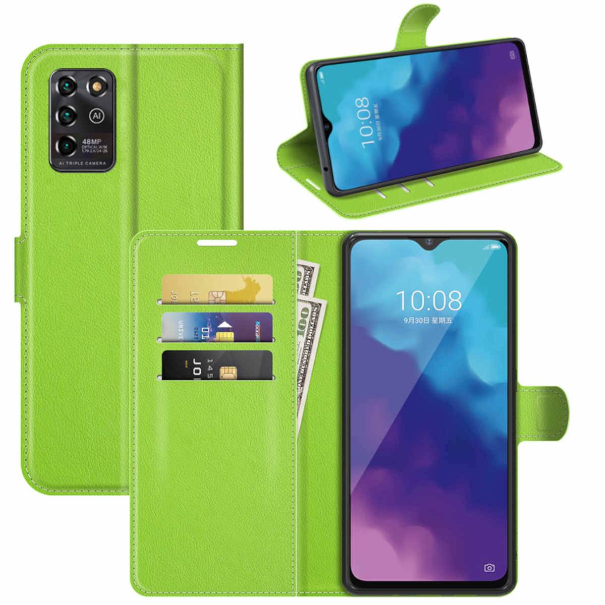 Für ZTE Blade V30 Vita Handy Tasche Wallet Premium Grün Schutz Hülle Case Cover Etuis Neu Zubehör