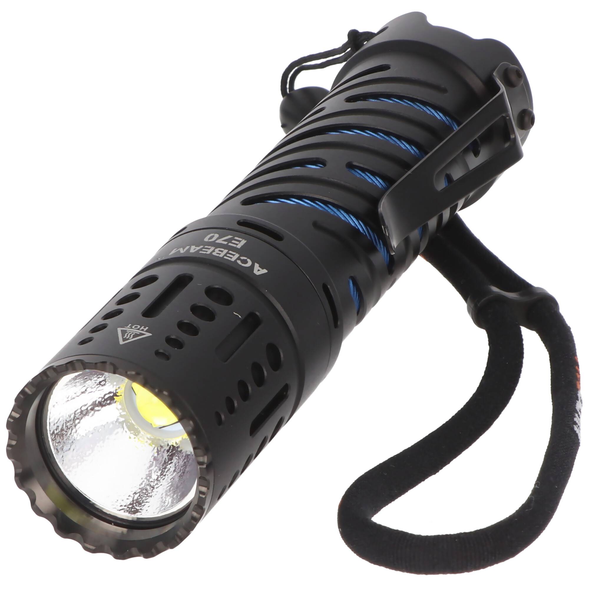 AceBeam E70 LED-Taschenlampe mit 4600 Lumen, E70-AL, kaltweiße LED mit 6.500K, inklusive 21700 Li-Ion Akku 5000mAh mit U