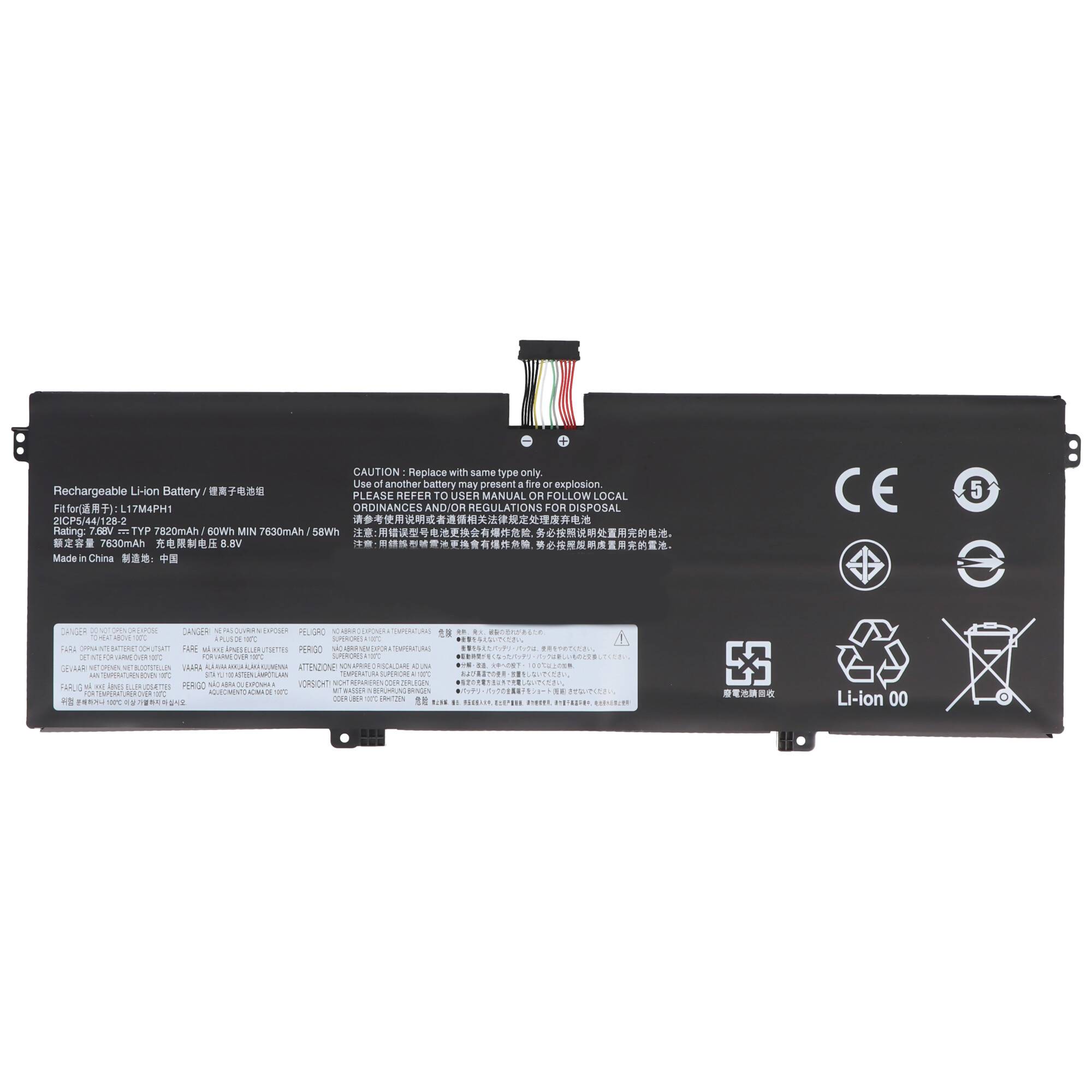 Akku passend für Lenovo Yoga C930, Li-Polymer, 7,68V, 7820mAh, 60Wh