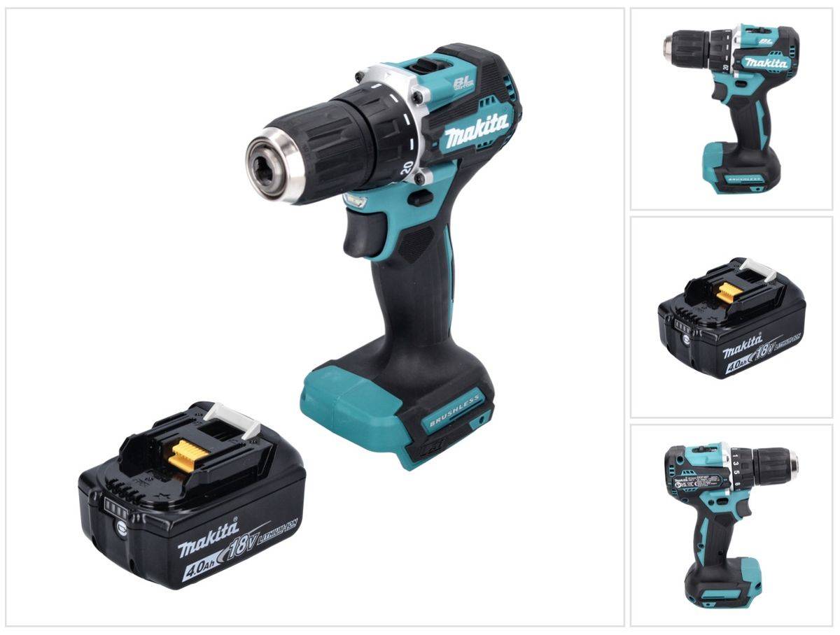 Makita DDF 487 M1 Akku Bohrschrauber 18 V 40 Nm Brushless + 1x Akku 4,0 Ah - ohne Ladegerät