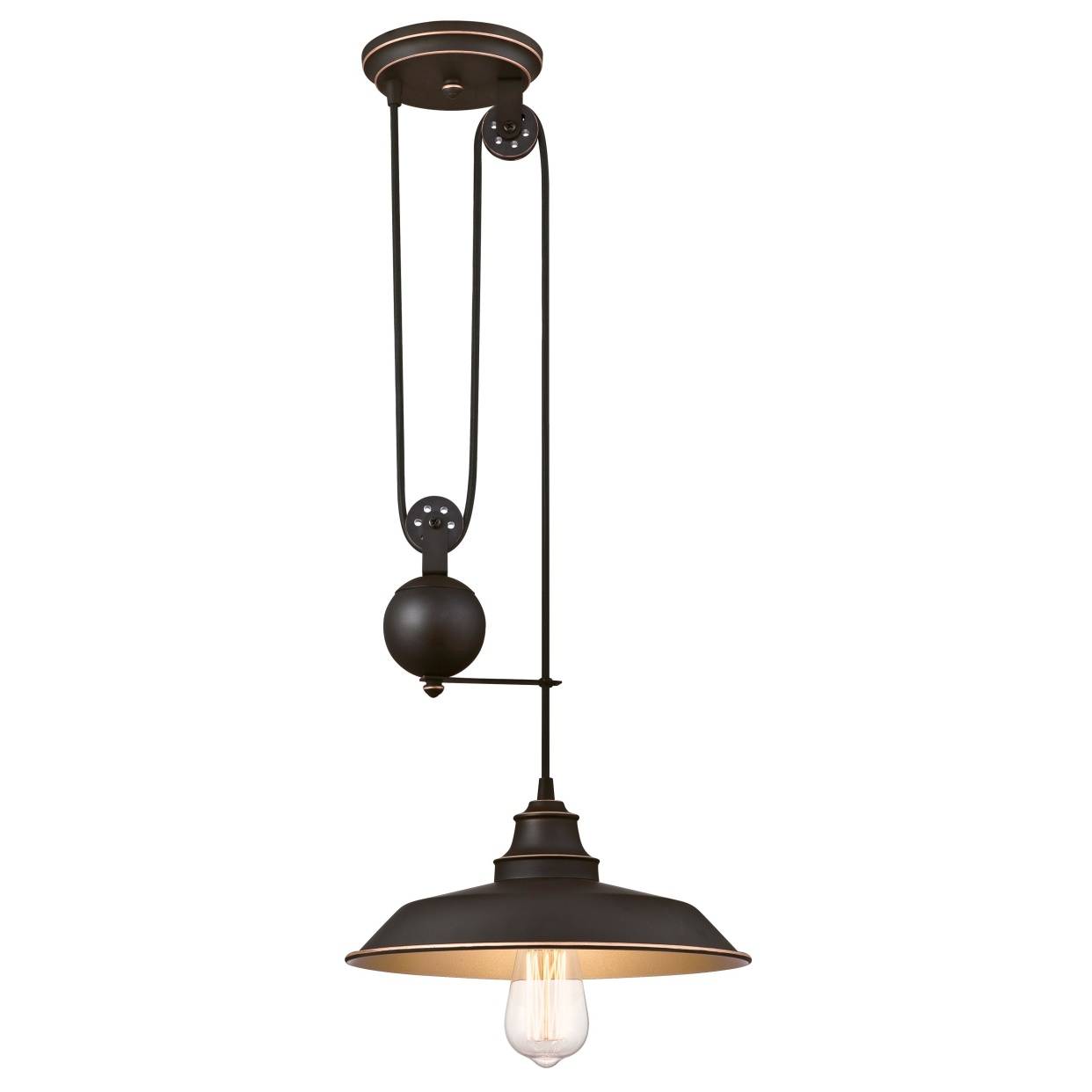 Pendelleuchte Iron Hill geölte Bronze mit Seilzug