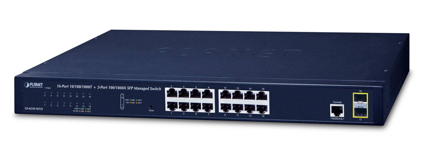 PLANET GS-4210-16T2S - Switch - managed - 16 x 10/100/1000 + 2 x SFP