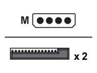 Montageanleitung mit Diagramm, das Teil M mit vier Löchern zeigt, plus zwei passende lange Verbindungsstücke mit der Kennzeichnung x2.
