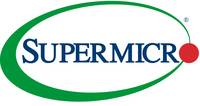 Supermicro-Logo mit blauem Wortmarke innerhalb eines grünen Ovals und einem roten Punkt auf der rechten Seite
