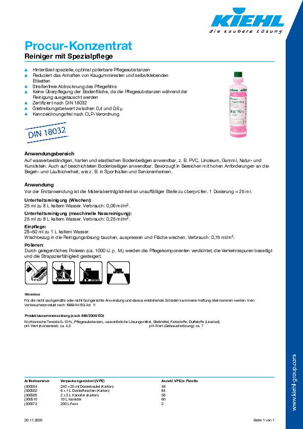 Kiehl Bodenreiniger Procur-Konzentrat j300502 1l