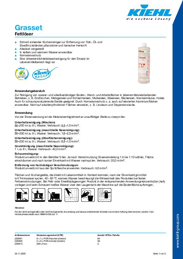 Kiehl Fettlöser Grasset j 55 04 01 1l