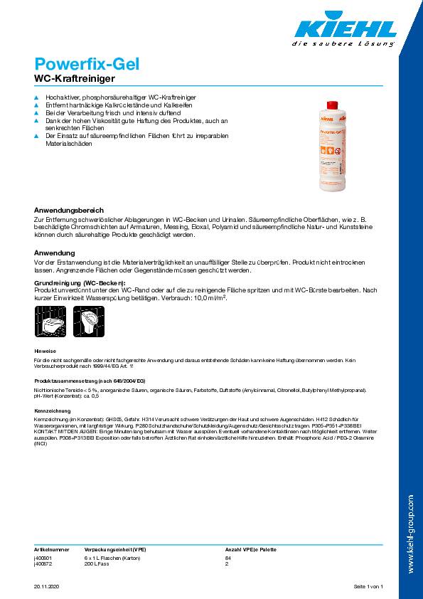 Kiehl WC-Kraftreiniger Powerfix-Gel j 40 06 01 1l