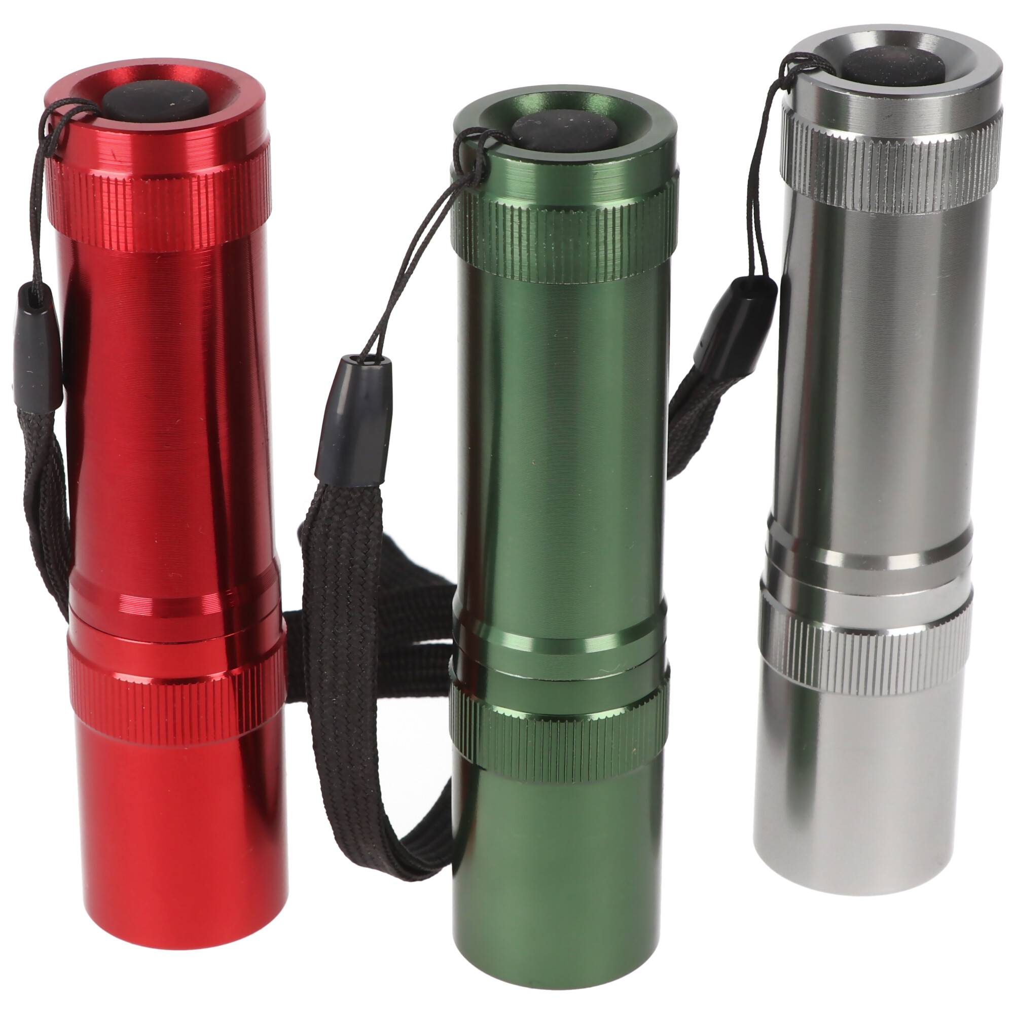 LED-Taschenlampe Basic 1 Watt LED, edles Aluminiumgehäuse, farblich sortiert, inklusive Batterien