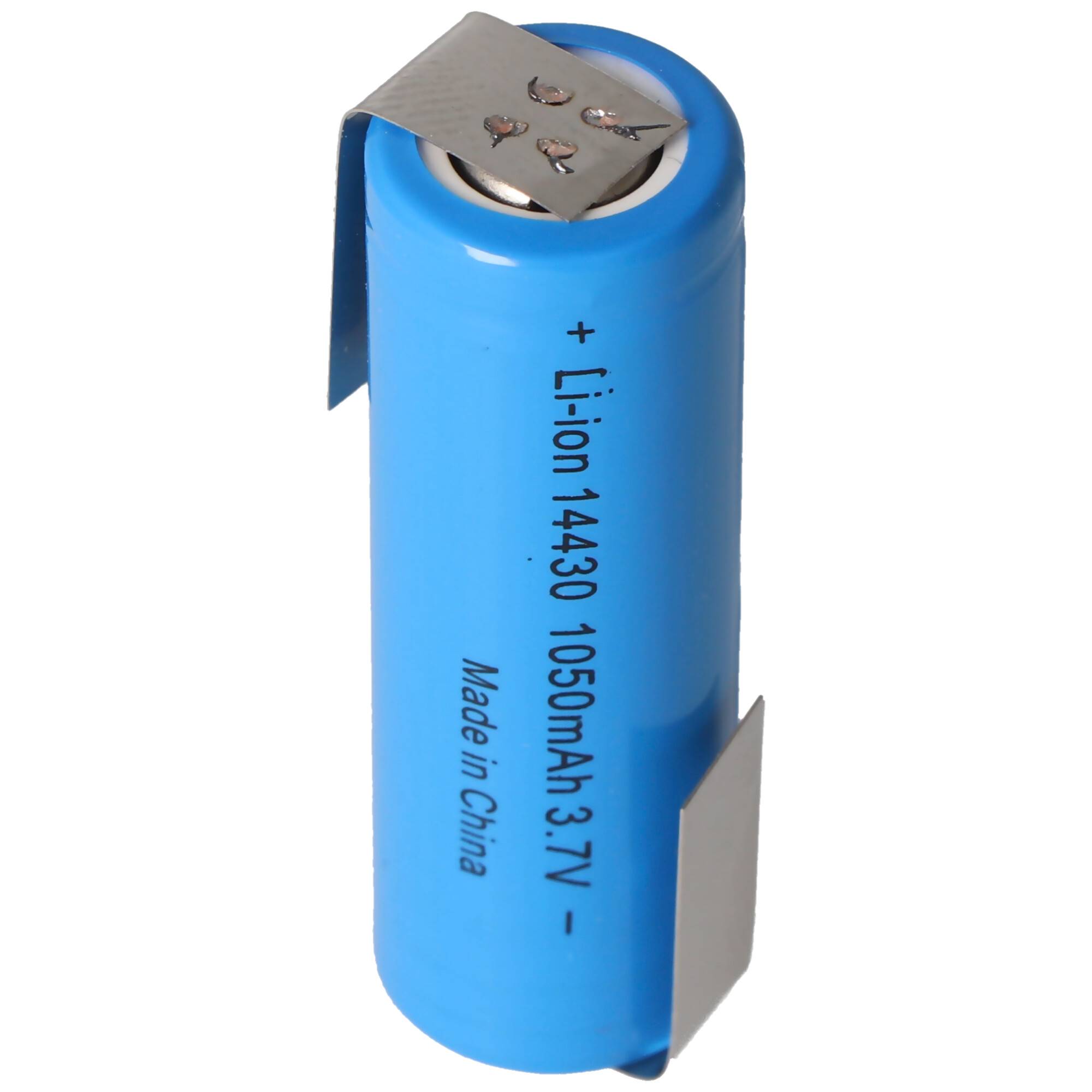 Li-ion Akku 14430 mit Lötfahnen Z-Form 1050mAh 3,6V - 3,7V Lithium-Ionen-Zelle ohne Schutzelektronik