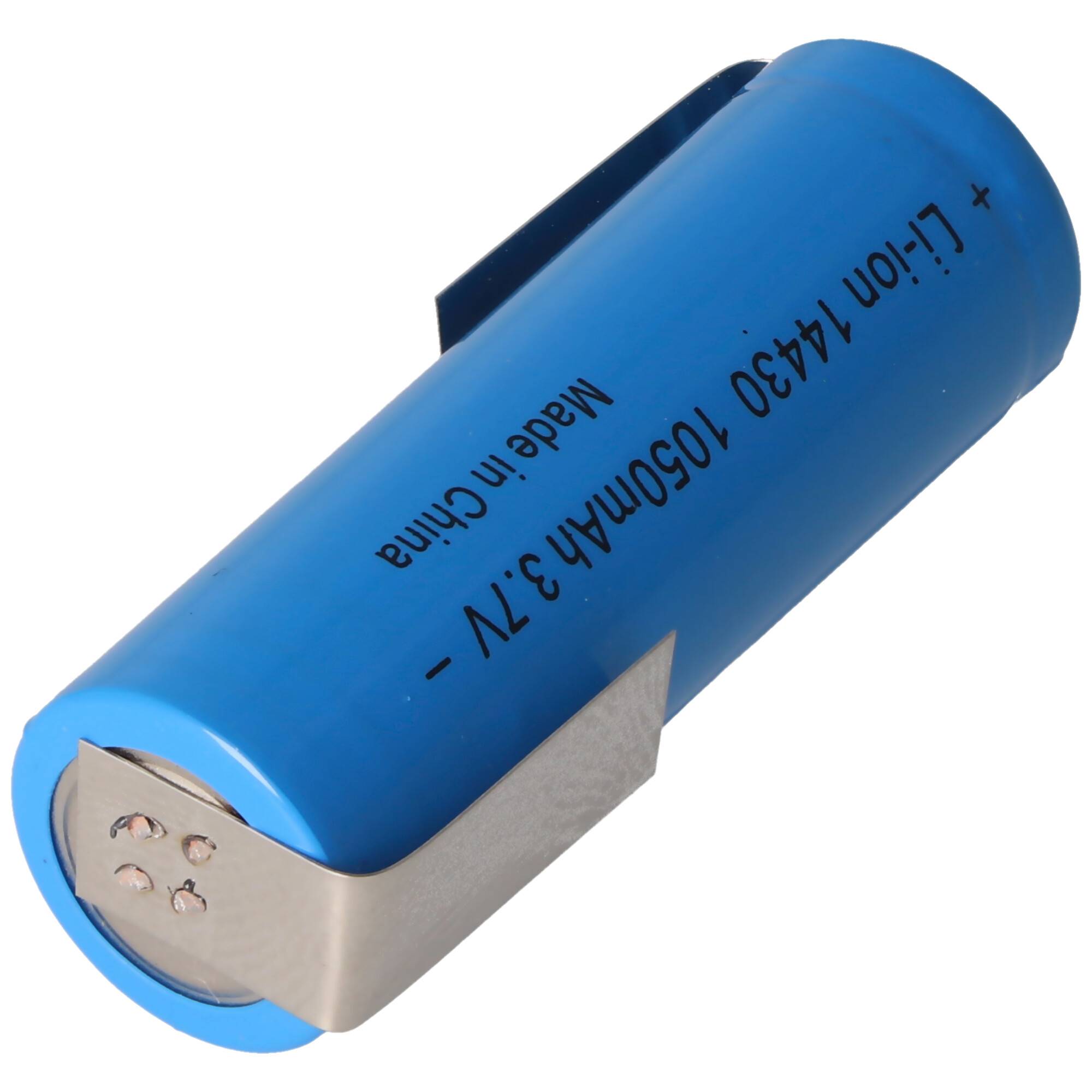 Li-ion Akku 14430 mit Lötfahnen Z-Form 1050mAh 3,6V - 3,7V Lithium-Ionen-Zelle ohne Schutzelektronik