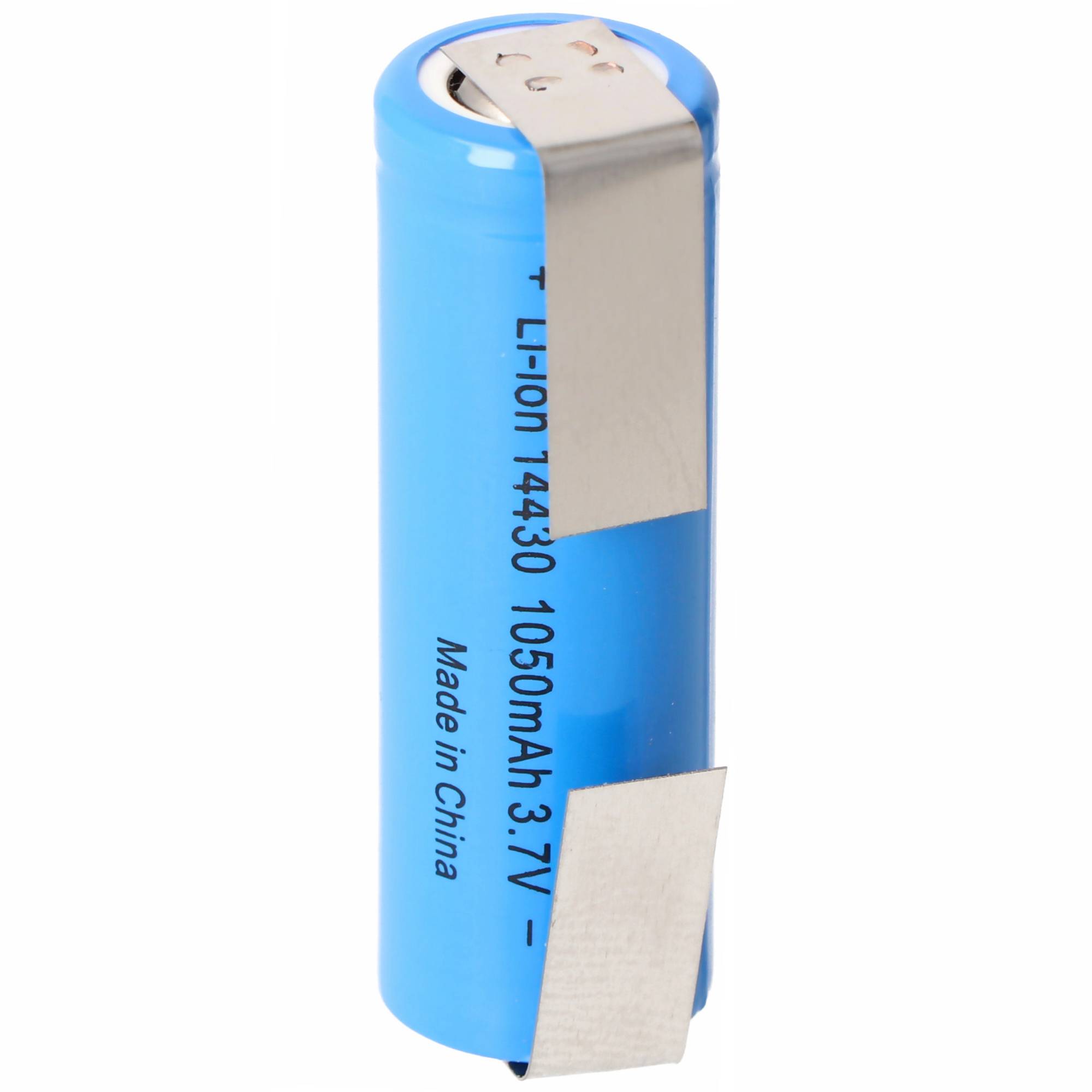 Li-ion Akku 14430 mit Lötfahnen U-Form 1050mAh 3,6V - 3,7V Lithium-Ionen-Zelle ohne Schutzelektronik