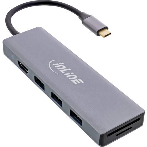 Ein USB-C-Hub mit HDMI, drei USB-Anschlüssen und einem SD-Kartenleser.