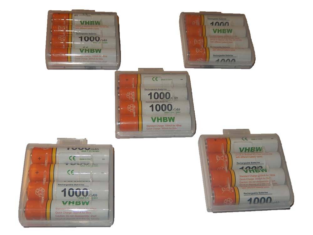 vhbw 20x AAA Micro Akku kompatibel mit Audioline BigTel 480, 202 schnurlos Festnetz Telefon (1000 mAh, 1,2 V, NiMH) Orange Weiß