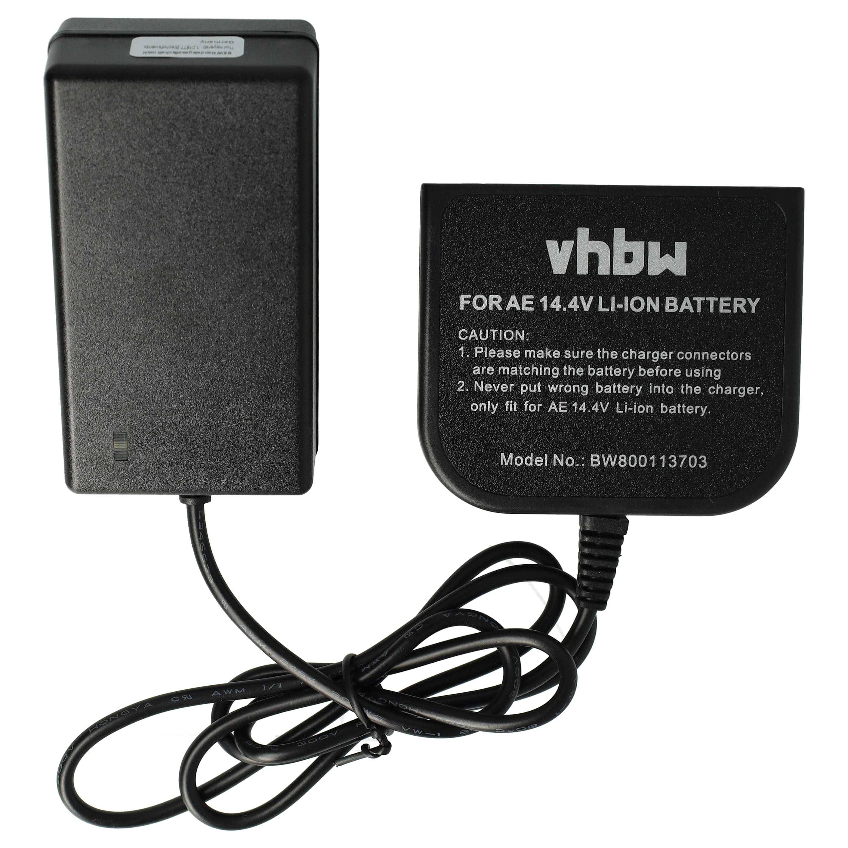 vhbw Ladegerät kompatibel mit Milwaukee PSG 14.4 Power Plus, PSM 14.4 Power Plus Werkzeug Li-Ion-Akkus