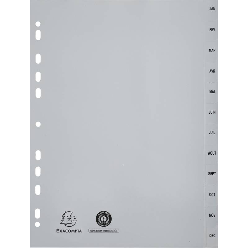 EXACOMPTA Kunststoff-Register, Jan.-Déc., DIN A4, 12-teilig