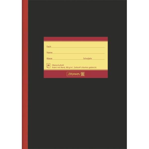 Schulheft A5 20 Blatt liniert Lineatur 9 schwarz mit rotem Rand