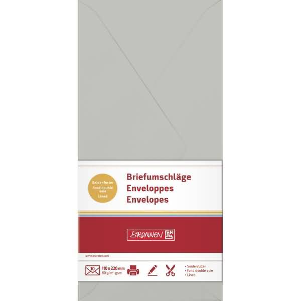 Briefumschläge DL Nassklebung grau VE=10 Stück