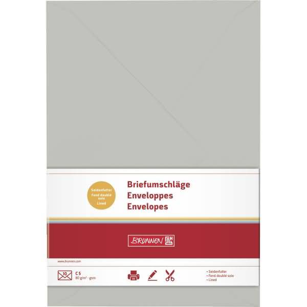 Briefumschläge C5 Nassklebung 80g/qm grau VE=10 Stück