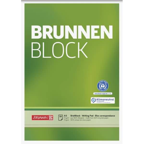 Schreibblock Brunnen-Block A5 70g/qm 50 Blatt RC blanko