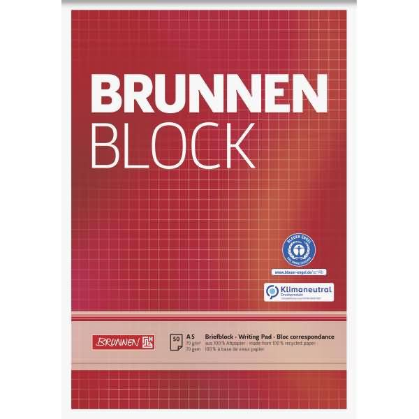 Schreibblock Brunnen-Block A5 70g/qm 50 Blatt RC kariert