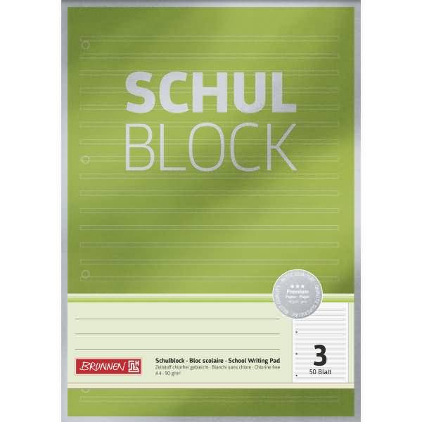 Schulblock Premium A4 90g/qm 50 Blatt Lineatur 3
