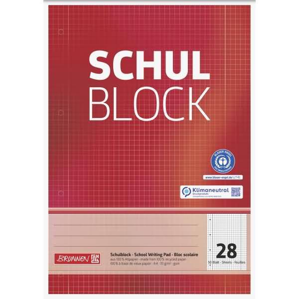 Schulblock A4 70g/qm 50 Blatt RC Lineatur 28 gelocht