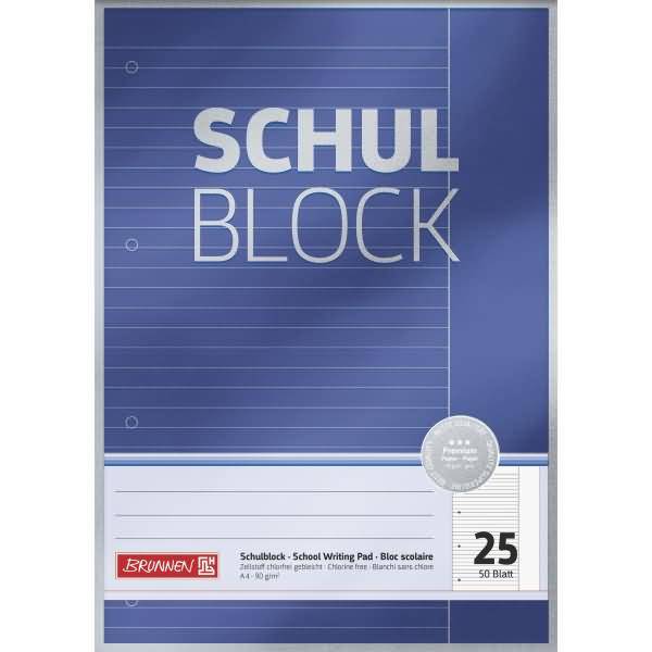 Schulblock Premium A4 90g/qm 50 Blatt Lineatur 25