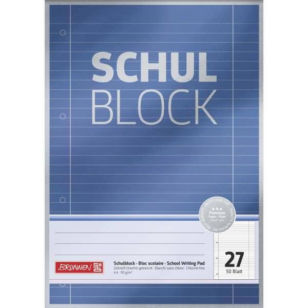 Schulblock Premium A4 90g/qm 50 Blatt Lineatur 27