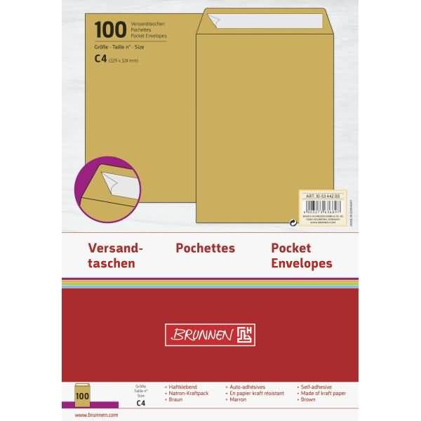 Versandtaschen C4 gummiert 80g/qm braun VE=10 Stück