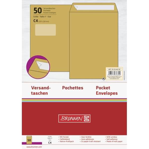 Versandtaschen C4 gummiert 80g/qm braun 80 g/qm 10 Stück