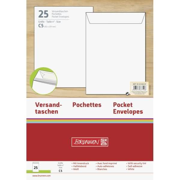 Versandtaschen C5 Haftklebung 90g/qm weiß VE=25 Stück