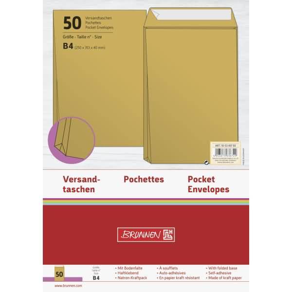Versandtasche B4 selbstklebend 130g/qm braun VE=50 Stück