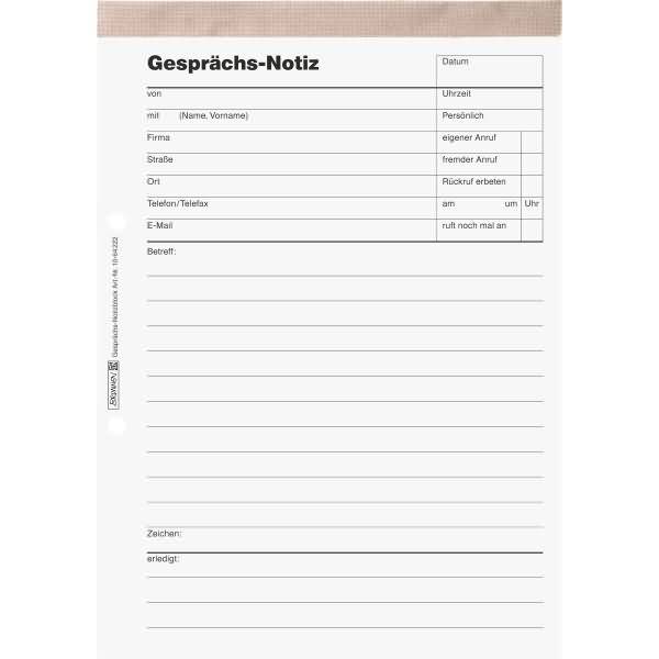 Gesprächsnotizblock A5 60g/qm 2-fach gelocht liniert 50 Blatt