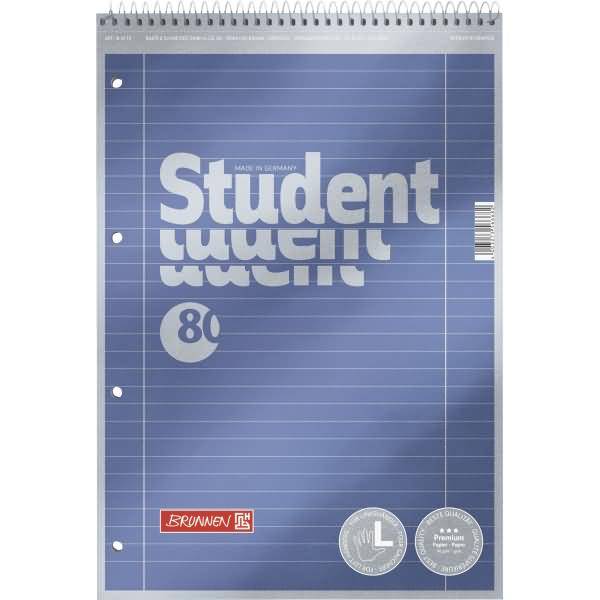 Spiralblock Premium Student A4 90g/qm 80 Blatt Lineatur 27