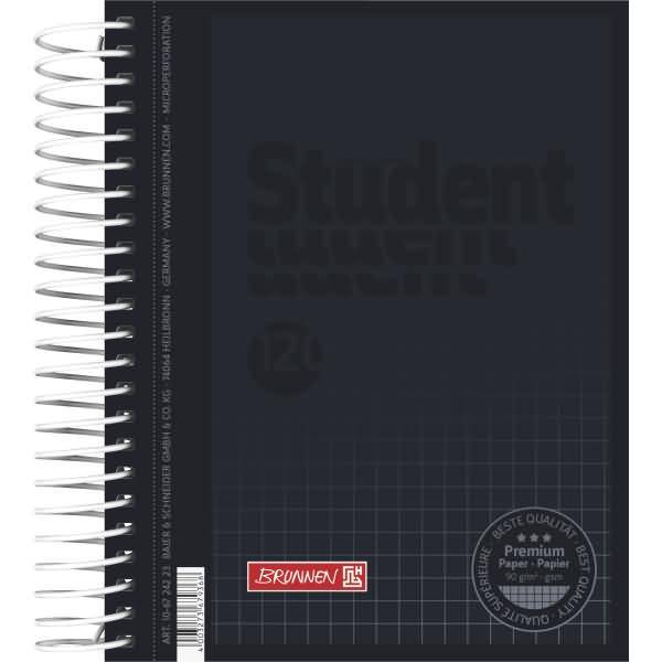 Collegeblock Student A6 kariert 90g/qm 120 Blatt onyx