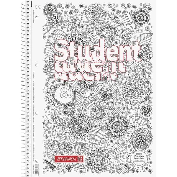 Collegeblock Student ZenArt Floral A4 90g/qm 80 Blatt Lineatur 28