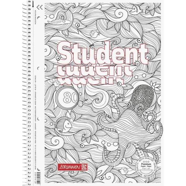Collegeblock Student ZenArt Krake A4 90g/qm 80 Blatt Lineatur 28