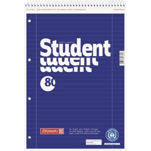 Spiralblock A4 70g/qm 80 Blatt RC Lineatur 27