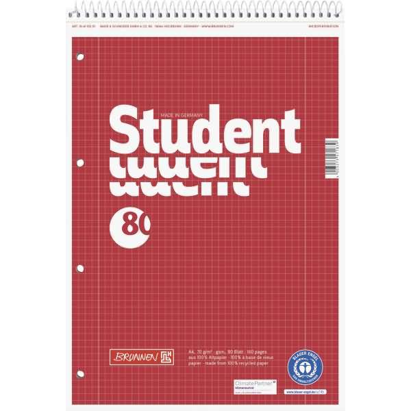 Spiralblock A4 70g/qm 80 Blatt RC Lineatur 28