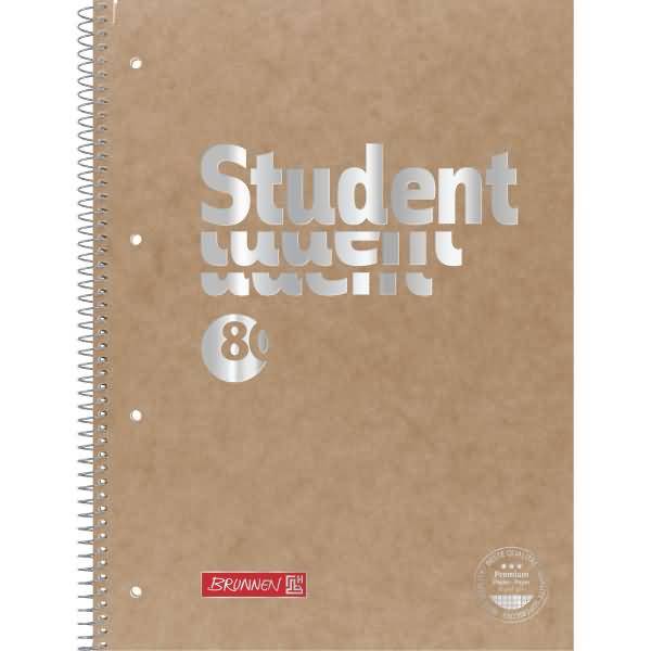 Collegeblock Student Pressspan A4 90g/qm 80 Blatt Lineatur 28 braun