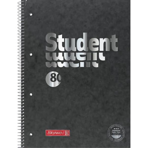 Collegeblock Student Pressspan A4 90g/qm 80 Blatt Lineatur 28 schwarz