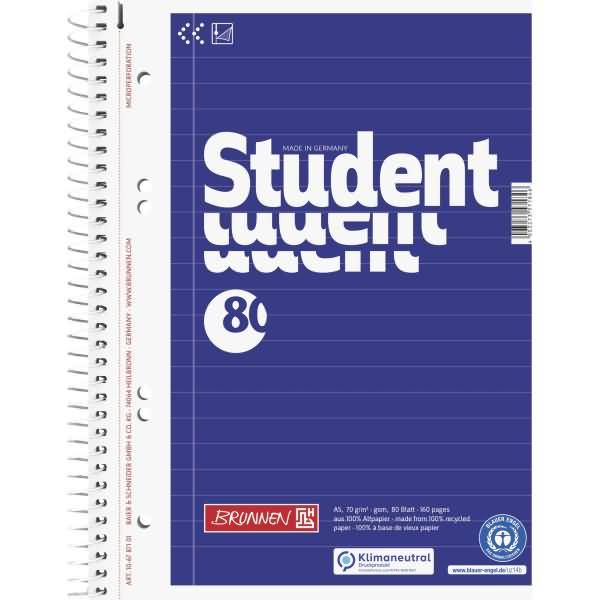 Collegeblock Student A5 70g/qm 80 Blatt RC liniert