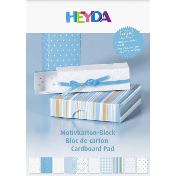 Motivkarton-Block A4 100/220g/qm 20 Blatt blau