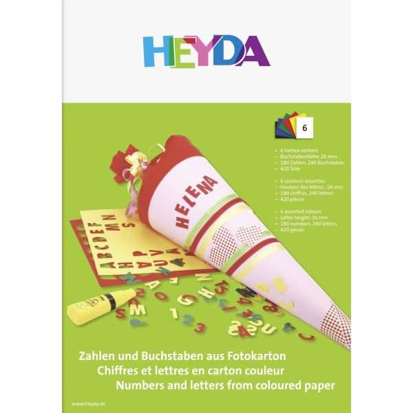 Fotokarton-Bastelmappe Zahlen / Buchstaben 300 g/qm 23x33cm farbig sortiert