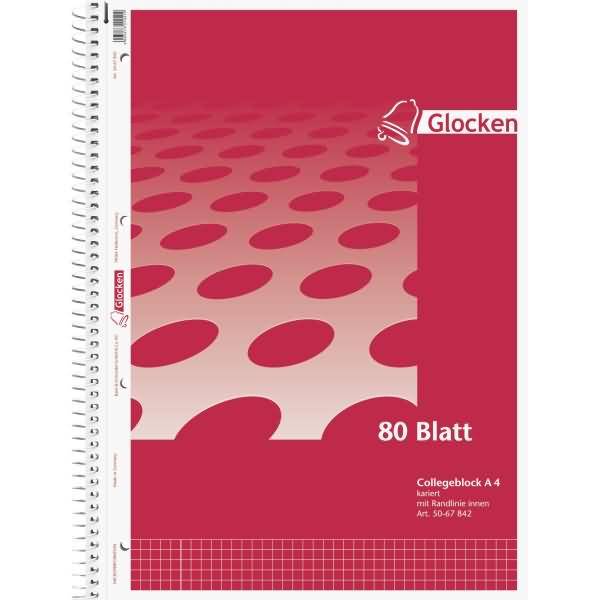 Spiralblock A4 60g/qm 80 Blatt 4-fach gelocht 5mm kariert